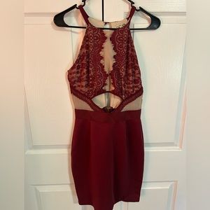 Cream and red lace dress